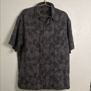Tasso Elba- Men's grey and Black Patterned silk Shirt- size large